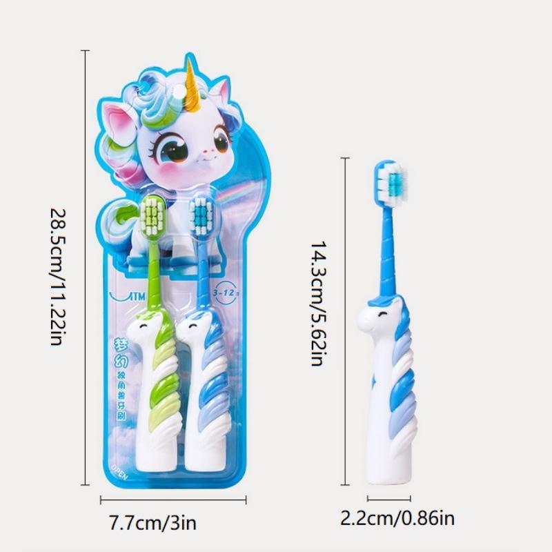 2 Pcs Cartoon Unicorn Kids Soft Bristle Toothbrush, 3-12 Year Old Baby Toothbrush, Kids Toothbrush