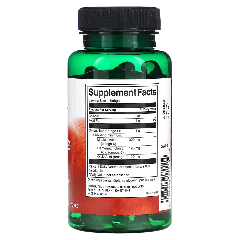 Borage Oil, 1G, 60 Softgels