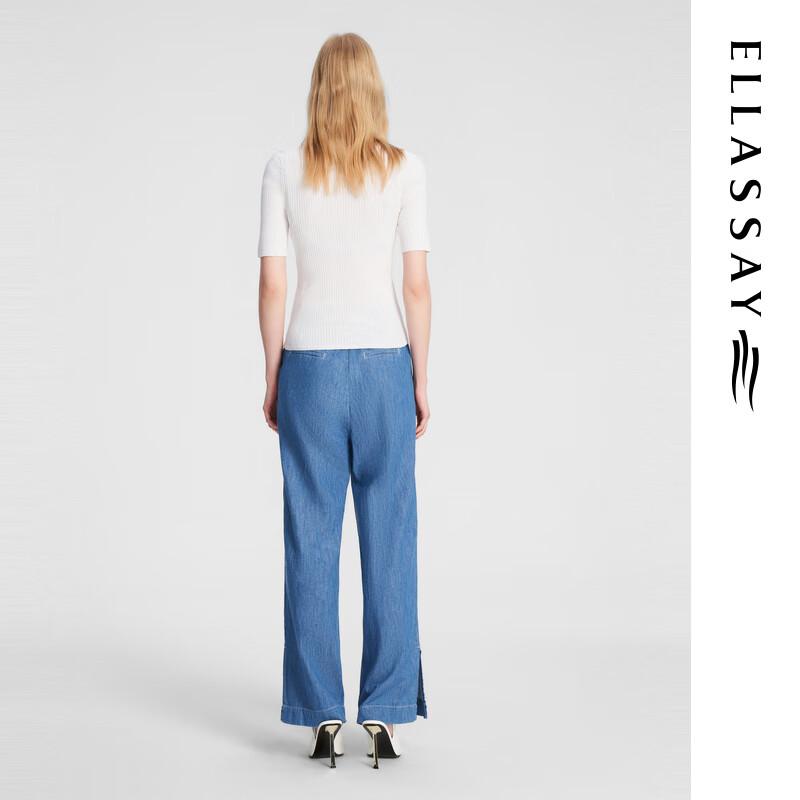 ELLASSAY Women's Fine Grid Textured Knit Short Sleeve Top