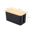 Wood Grain Desk Cable Organizer With Lid For Home Office And Bedroom Storage