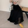 Spring 2026 Women's High-Waisted Ruffled Mesh A-Line Maxi Skirt - Gentle & Slimming
