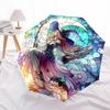1pc Stained Glass Witch Design Automatic Opening/Closing Umbrella - Portable Tri-Fold Design with 8-Bone Iron Frame, Outdoor, Festive Gift for Fans, T