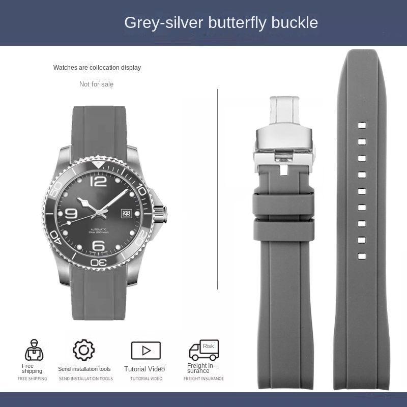 Kautschuk Silikon Armband für Citizen Tissot Seiko Rolex Gebogenes Ende Sport Wasserdicht Uhrenarmband Orange Armband 18/19/20/21/22mm