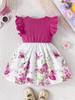 Infant Toddler Girl Floral Butterfly Dress, Ruffle Sleeve Bow Accent Dress, Casual Summer Outfit 6-36M