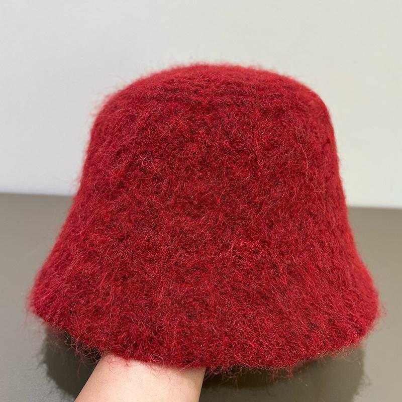 

New Knitted Wool Twist Bucket Hat for Women in Autumn and Winter Without Makeup Solid Color Ear Protection and Face Small Fisherman Hat Dome M（56-58cm）