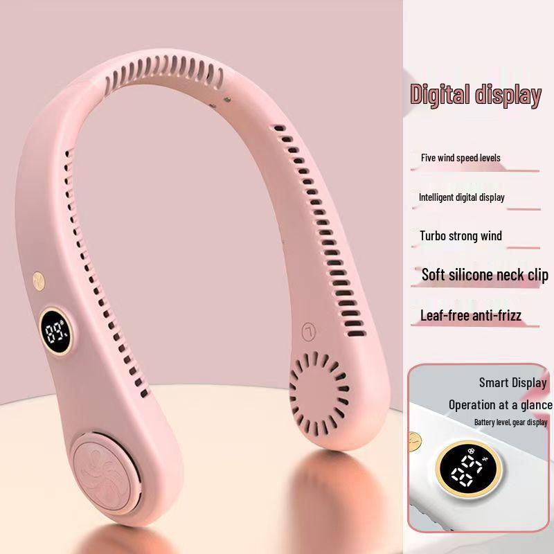 Rechargeable Bladeless Neck Fan - Portable Mini Fan for Sports with Digital Display & Free Shipping
