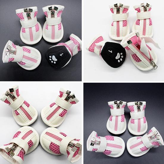 Pet Puppy Teddy Mesh Dragkedja Sneakers Andas Magic Tape Stängning Cat Dog Skor