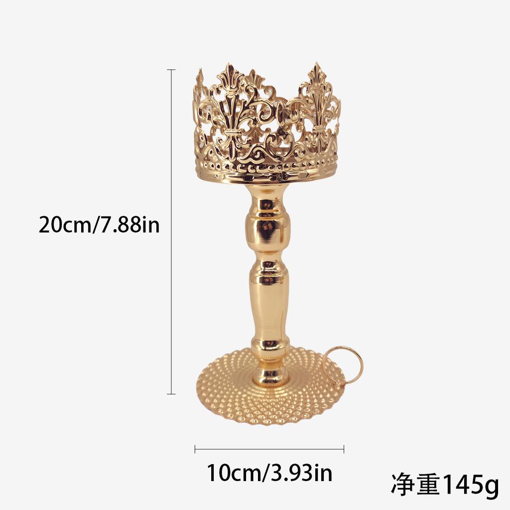 Vintage Crown Candle Holder Electroplated Iron Royal Decor for Wedding/Home Antique Gothic Centerpiece