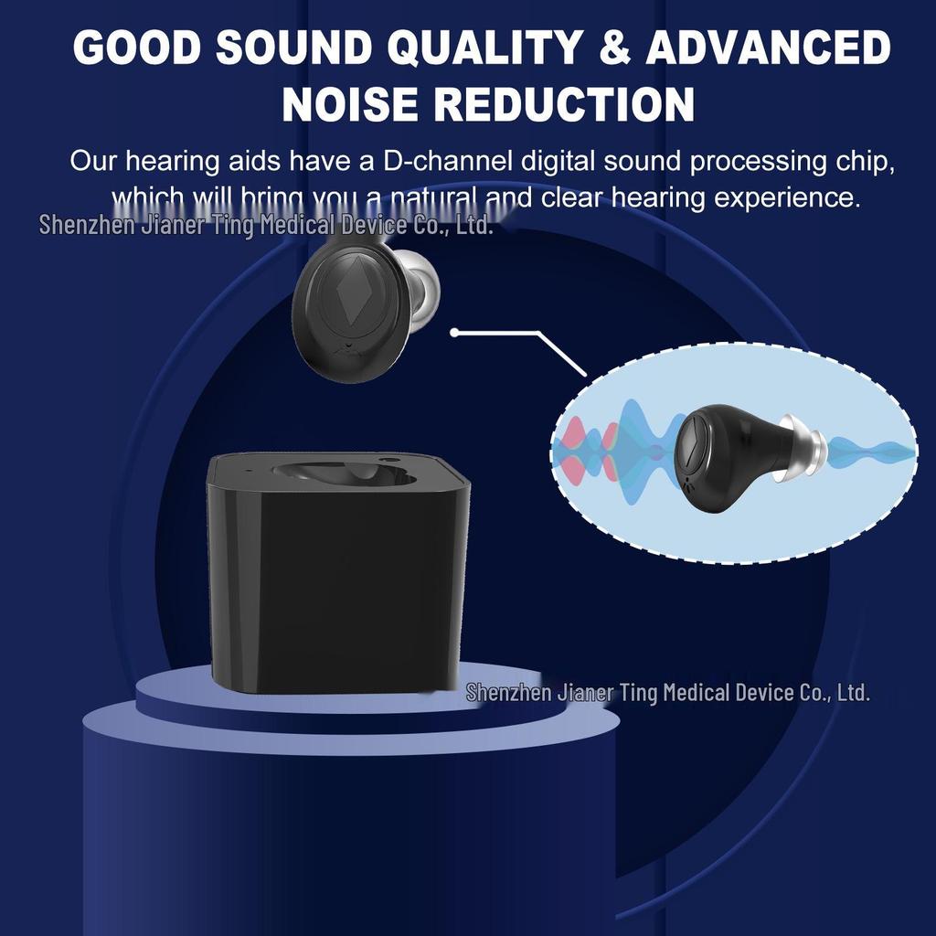 Rechargeable Invisible In-Ear Hearing Aid for Seniors with Noise Reduction and Clear Sound