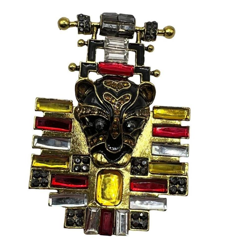 

Брошь-подвеска Голова леопарда Багетные стразы Эмаль Многоцветный Тигр Животное Вечеринка Офис Брошь Эмаль Бижутерия