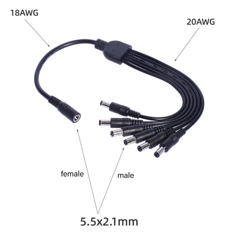 1 to 6 Solar Charging Cable 5.5x2.1mm 5.5x2.5mm for Efficient Outdoor Power Connection Power Supply Splitter Cord