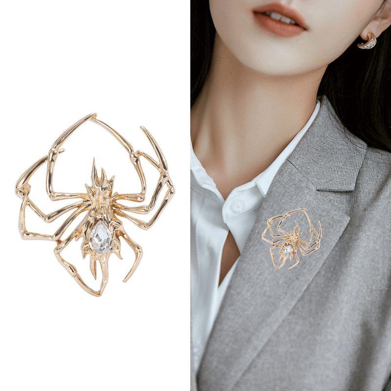 Europe and America Creative Glossy Spider Brooch Fashion Elegant Men Suit Stylish Collar Pin Ornament Alloy Insect Pin
