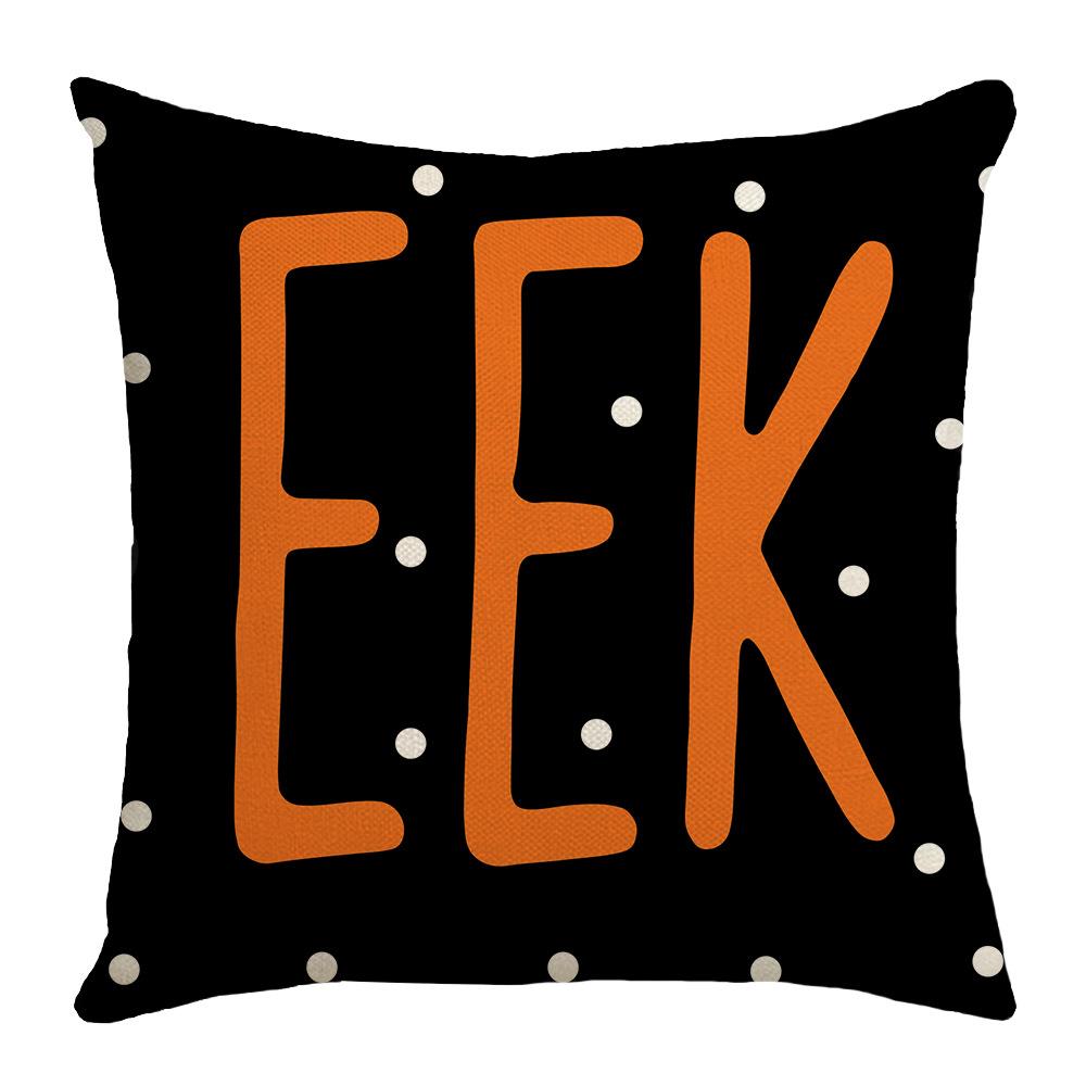 New Halloween Black Cat Striped Linen Pillow Cover Ghost Retro Elements Home Living Room Bedroom Sofa Decoration