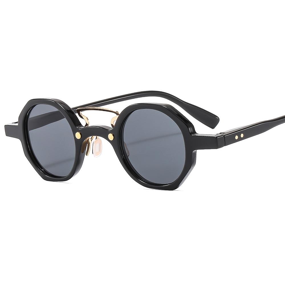 2024 Super Personalized High Quality Metal Mixing Vintage Small Round Acetate Frame Thin Temple Sunglasses for Unisex