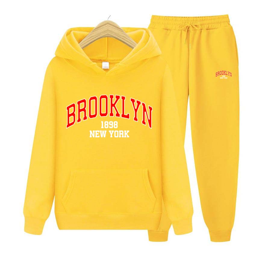 Men's Sets 1898 Brooklyn Print Sweatshirt Sport Suit Tracksuit 2 Pieces Set Sweatshirt+Pants Suit Hoodie Sportswear Jogging