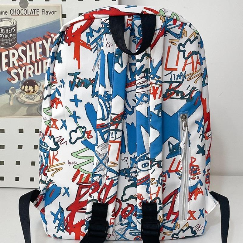 High Value Trendy Cool Personality Graffiti Backpack Junior High School Students Lightweight Large Capacity Backpack