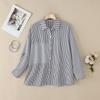 ZANZEA Women Stripe Print Casual Turn Down Collar 3/4 Sleeve Blouse