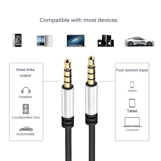 Audio Cable Professional High Fidelity 3.5mm Jack 3.5mm Jack Male to Male AUX Cord Adapter for Laptop