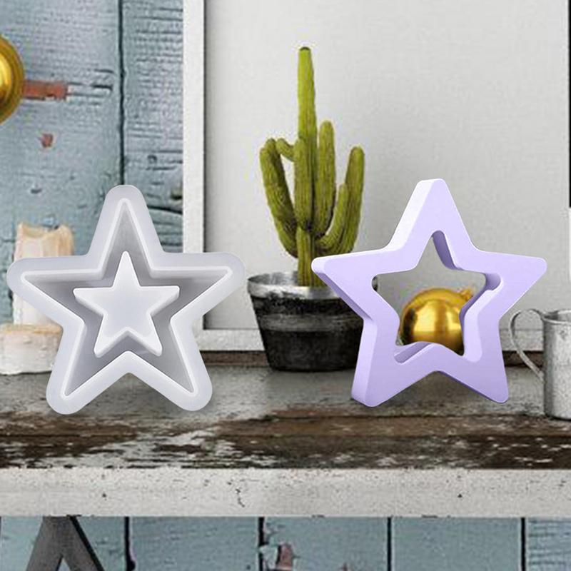 Christmas Stars Silicone Mould 3D Hollow Star Candle Mould Christmas Decoration Handmade Craft Art Making Gift