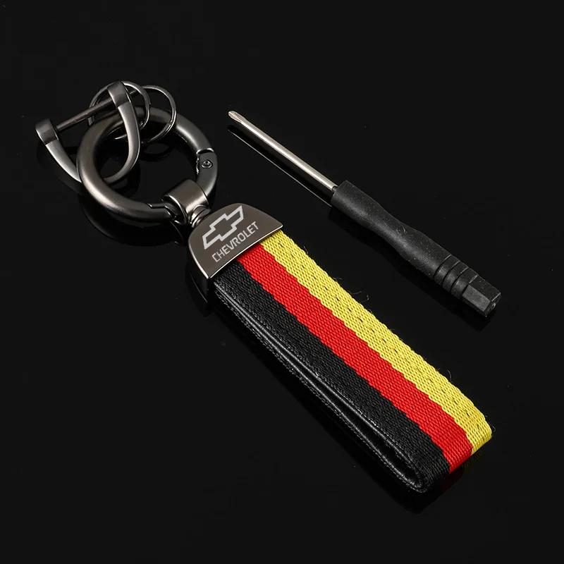 

Car Styling Keychain Leather Woven Rope KeyRing for Chevrolet Blazer Aveo Captiva Trax Orlando Cruze Spark Silverado Colorado
