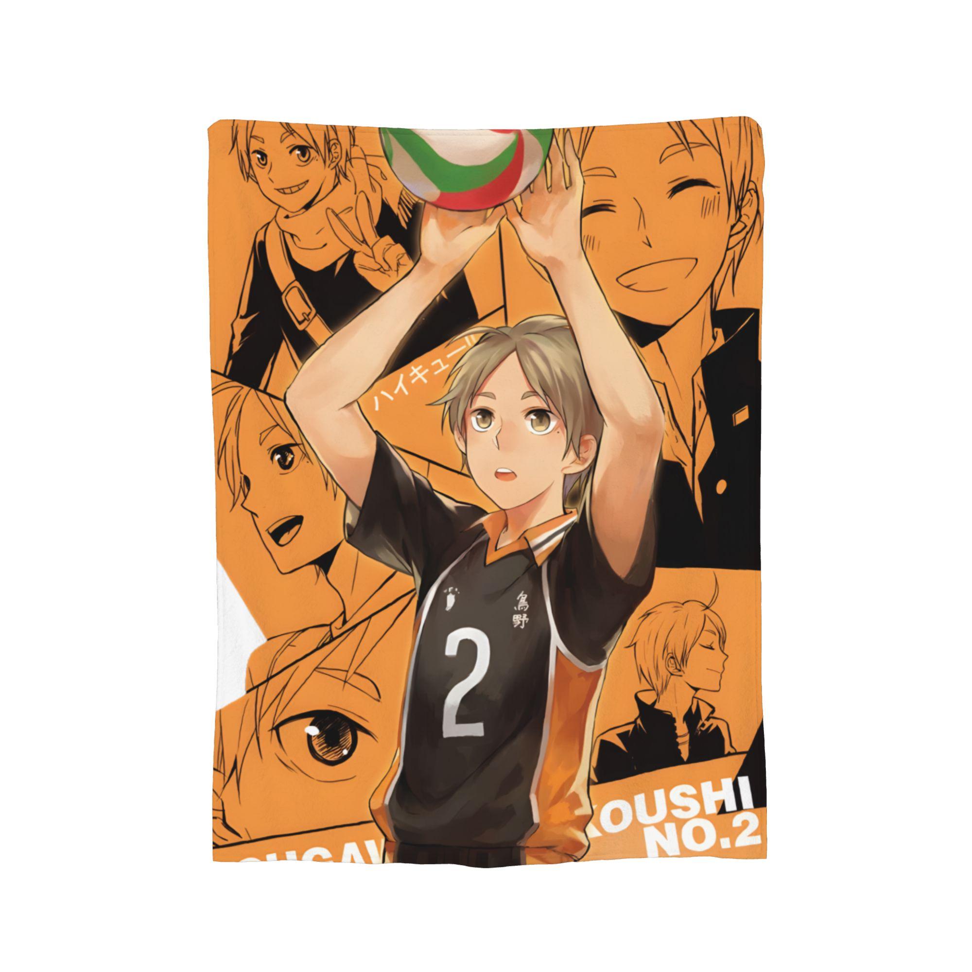 

Haikyuu Japanese Anime Blanket Coral Fleece Plush Decoration Multi-function Warm Throw Blanket for Home Travel Bedding Throws 75x90cm