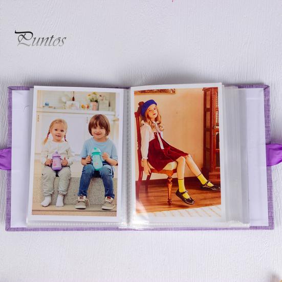 Portable Photo Album Linen Cover Picture with Front Window 100 Photos Durable 4x6 Slip-in Book for Wedding Vacation Family Baby Pictures