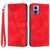 For Motorola Edge 30 Neo 5G Triangle Imprinted Cover Leather Cell Phone Wallet Stand Fall Proof Case with Strap
