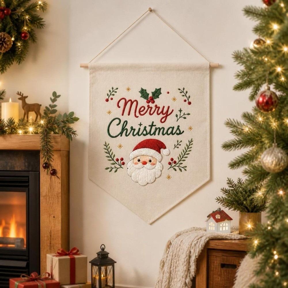 Santa Claus Christmas Embroidery Kit Handmade Xmas Embroidery Craft Set Cross Stitch Set Home