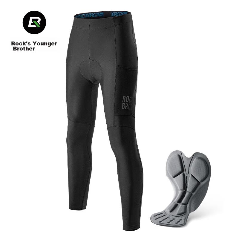 Cycling Shorts for Men, Warm Windproof Fleece Lightweight Autumn Road Bike Pants Equipment, Black, 2XL