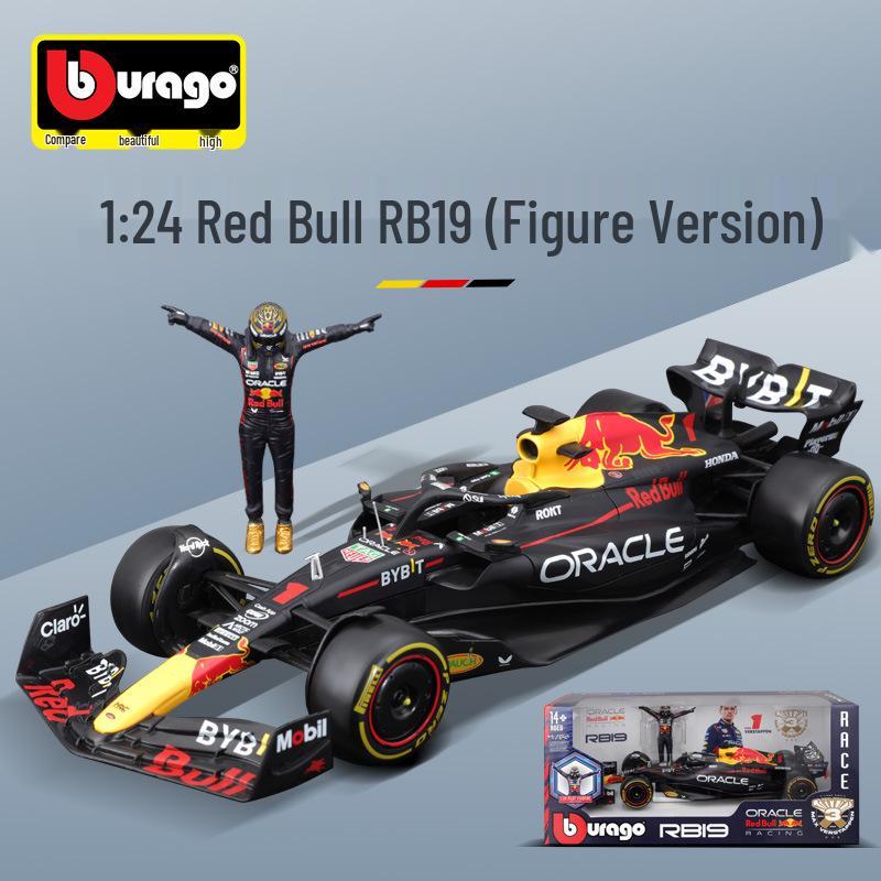 

Ббураго 1:Модель гоночного болида Формулы-1 Red Bull RB19 2023 с фигуркой