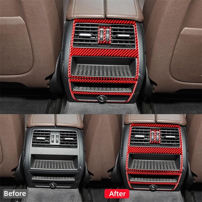 For BMW 5 Series F10 F18 2011-2017 Accessories Carbon Fiber Interior Car Rear Exhaust Vent Decoration Frame Trim Cover Stickers