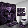 Black Skull Skeleton Printed Shower Curtain Set Horrible Halloween Festival Bathroom Curtain Sets Decor Pedestal Rug Lid Carpet