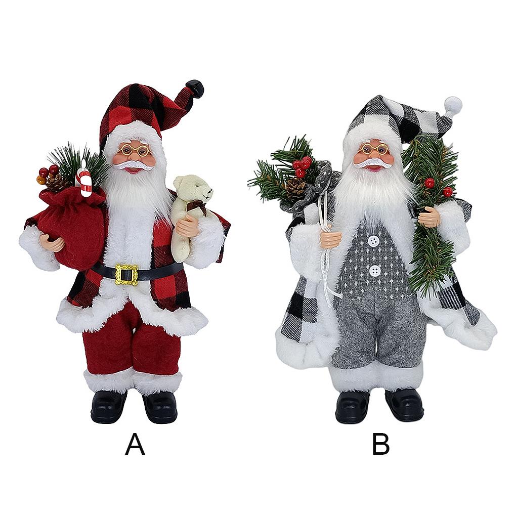 Standing Doll Christmas Santa Claus Plaid Clothing Decoration Party Festival Craft Ornament