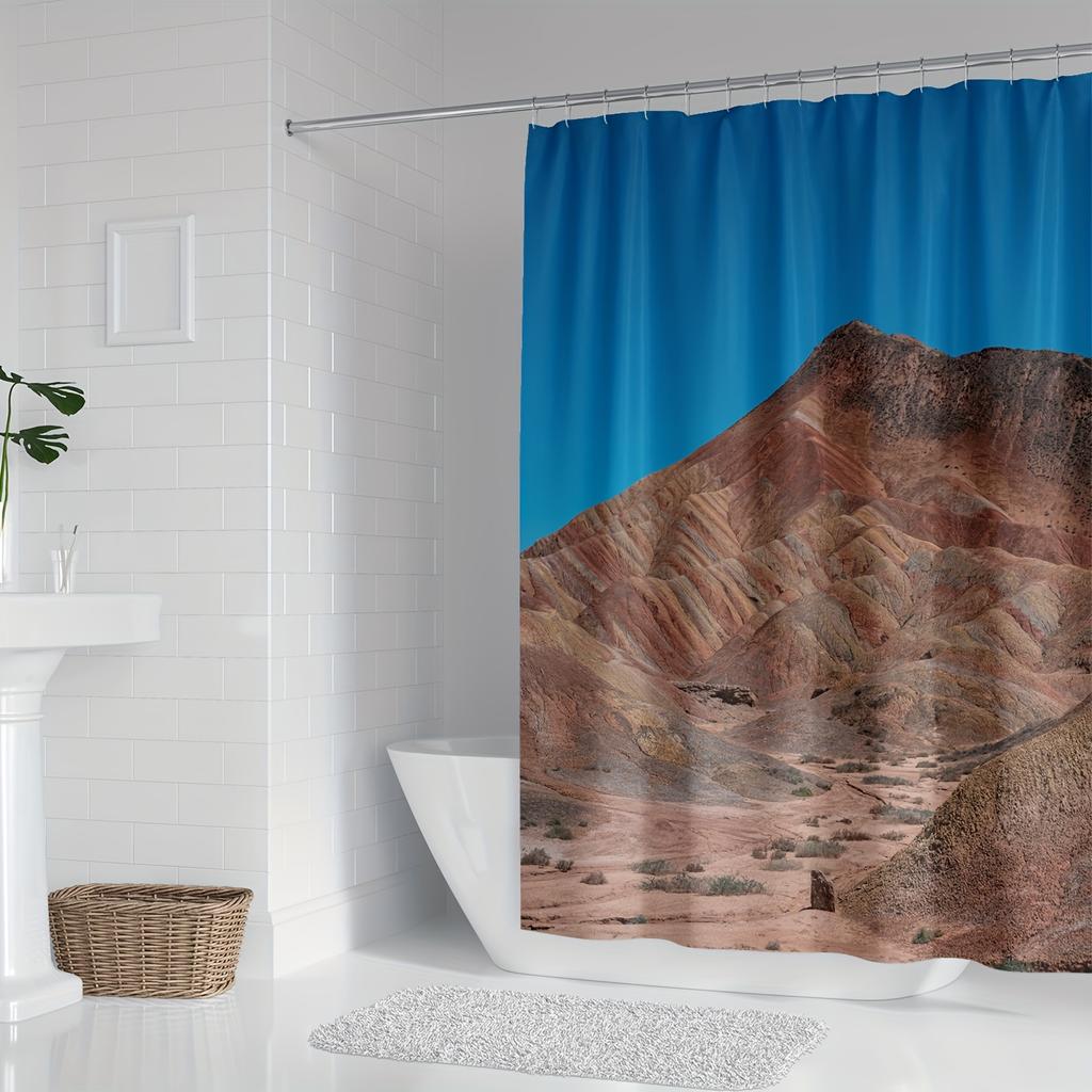 1pc Modern Style Shower Curtain, Fresh Simplicity, Digital Print, Desert Beauty, Fashionable Bathroom Decor 180x180cm