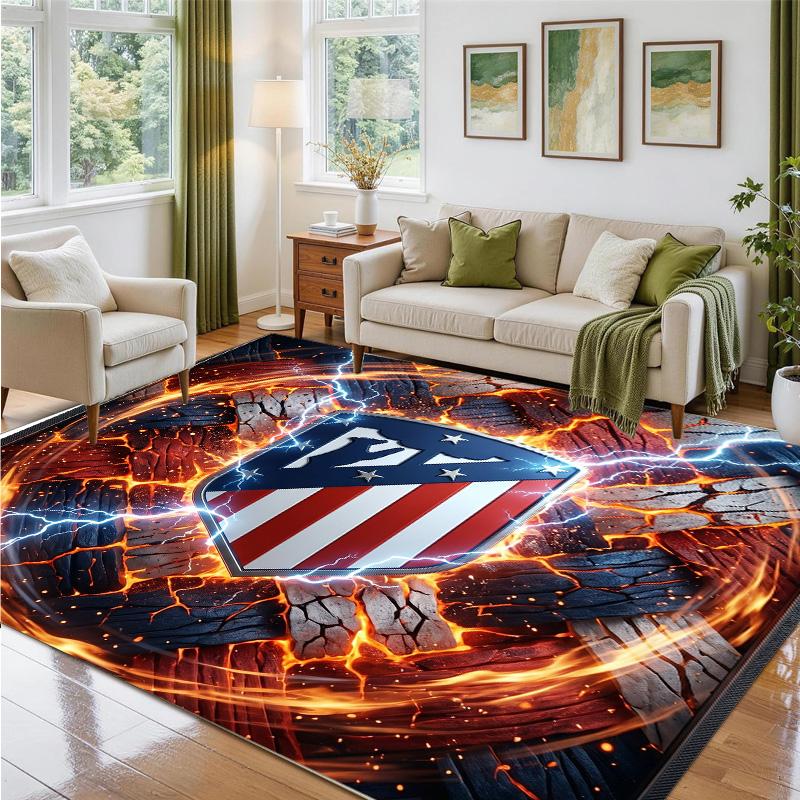 Atletico Madrid Design Crystal Velvet Rug Soft Decorative Mat for Bedroom Entrance