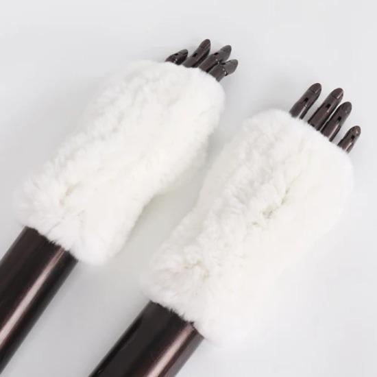 New Arrival Female Natural Rabbit Fur Gloves Knitted Warm Real Rex Rabbit Fur Mittens Women Winter Outdoor Rex Rabbit Fur Gloves