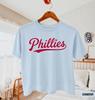 Philadelphia Cropped Boxy Tee, Vintage Philly Script Shirt, Retro Philadelphia Crop Tee, Baseball Fan Cropped Boxy Tee