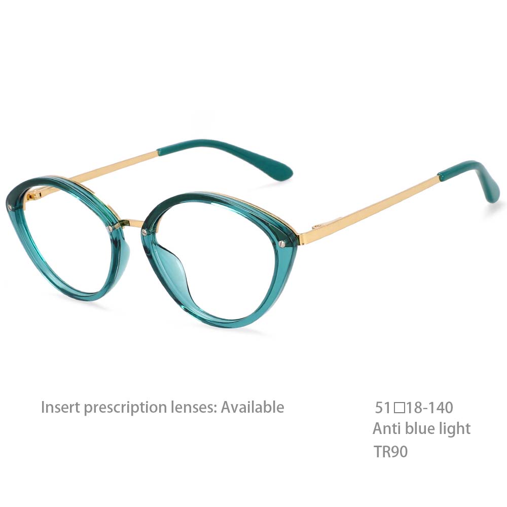 

54497 Овальные очки «кошачий глаз» с защитой от синего света, оправа для женских модных пластиковых титановых компьютерных очков с плоским зеркалом зелёный