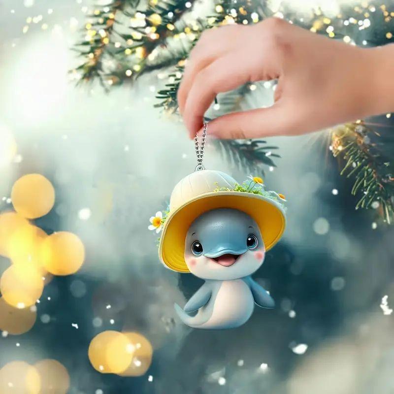 Adorable Acrylic Dolphin Car Pendant Charming Cartoon Vehicle Decor For Your Auto