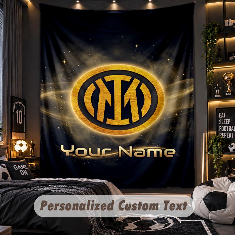 TapestryInter Milan Custom Name Text Personalized Wall Hanging Tapestry Home Wall Decor