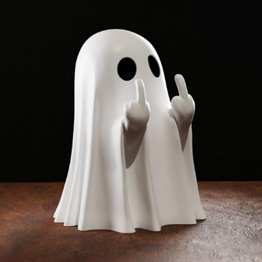 Halloween Decorative White Ghost Ornaments, Cute Party Yard Desk Decor, Study Room Tabletop Figurine Gift