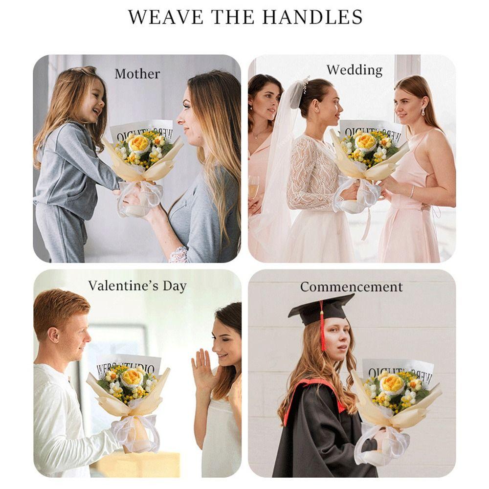 Photography Props Crochet Flowers Bouquet Knitted Eternal Simulated Flowers  Valentine'S Day