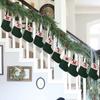 Green A-Z Letter Hanging Christmas Stockings Monogram Knitted Socks Fireplace Christmas Tree Hanging Party Decoration