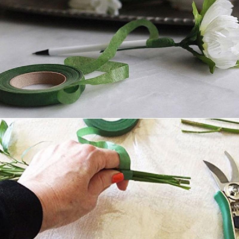 12mm Self-adhesive Green Paper Tape Floral Stem For Garland Wreaths DIY Craft Artificial Silk Flower