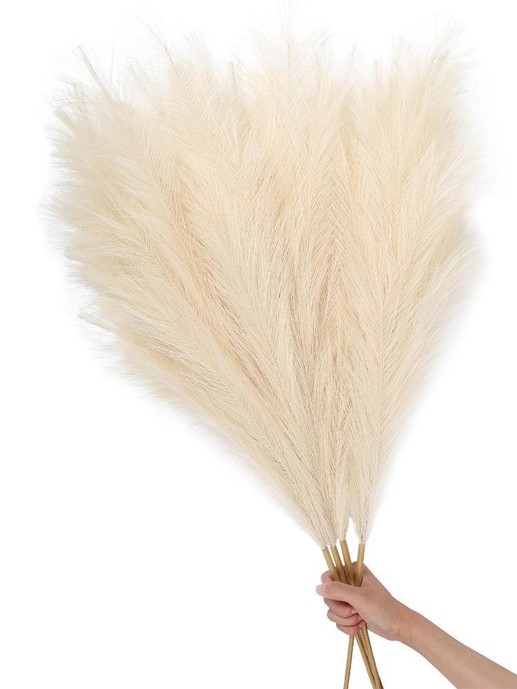 

4 шт. большие стебли 43 дюйма/110 см высокие искусственные пампасы трава поддельные пампасы цветочные искусственные пампасы ветви травы растения для домашней кухни декор в стиле бохо бежевый