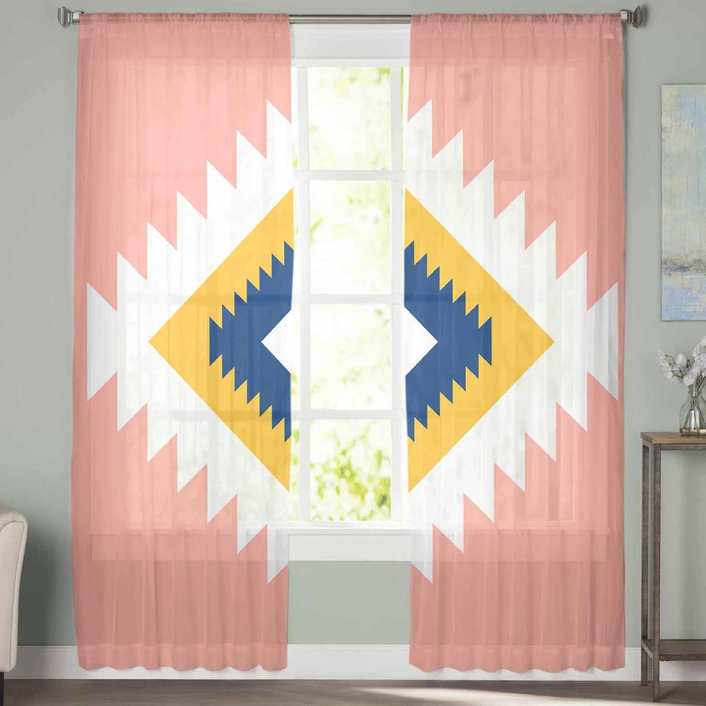 Bohemian Moroccan Pink Window Tulle Curtains for Living Room Bedroom Hotel Luxury Decoration Sheer Curtains