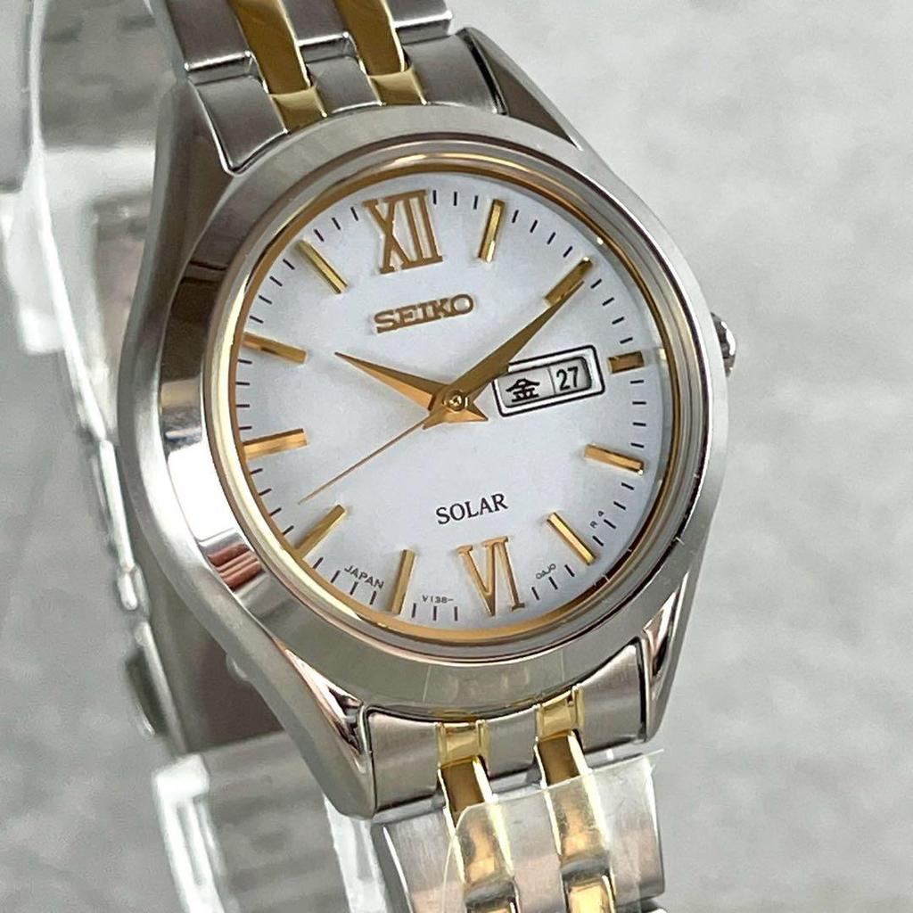 [USED] Seiko solar-powered radio-controlled watch with date display, combination dial