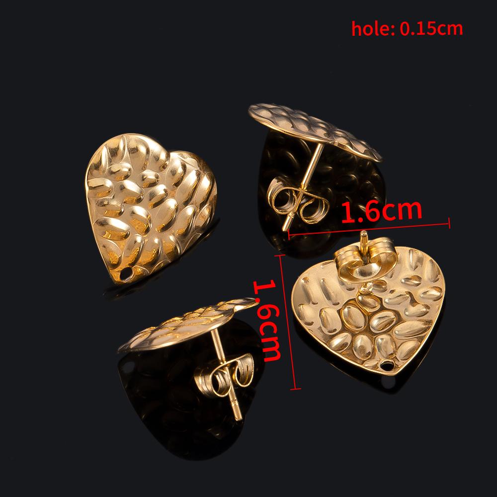 10pcs Geometric Stainless Steel Matte Round Heart Square Stud Earrings Women Earring Base Jewelry Making DIY Punk Accessories