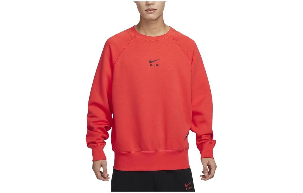 Nike Air Solid Color Crew Neck Fleece Lined Casual Loose Fit Sweatshirt Men's Light Red FB7204-696