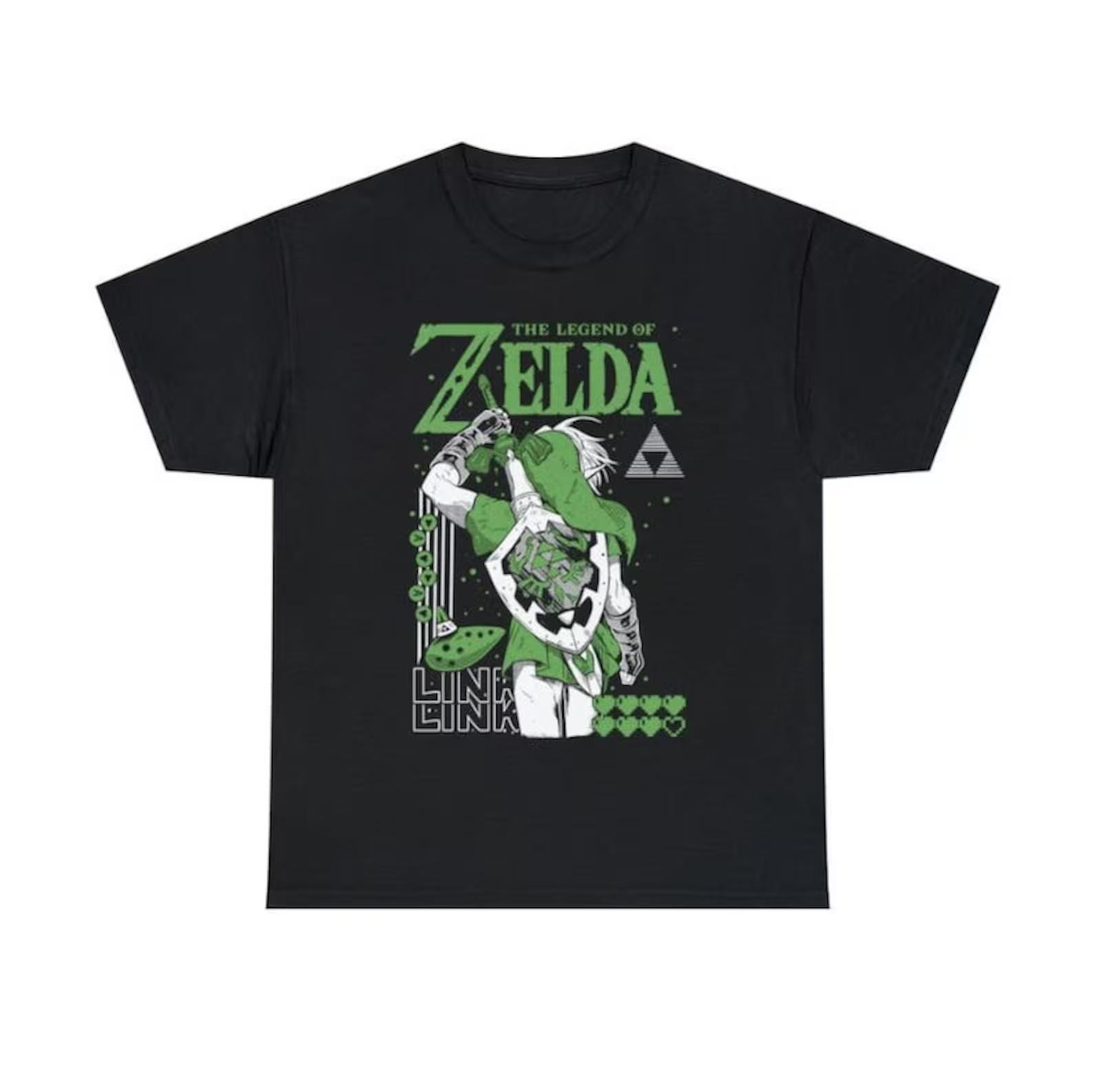 Legend of Zelda Link T shirt – Hylian Crest Triforce Graphic Tee M